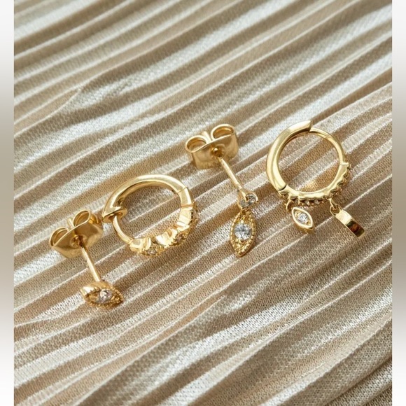 MICRO DANGLE HOOP SET LUV AJ GOLD MEJURI GORJANA ANTHROPOLOGIE REVOLVE - Picture 4 of 7